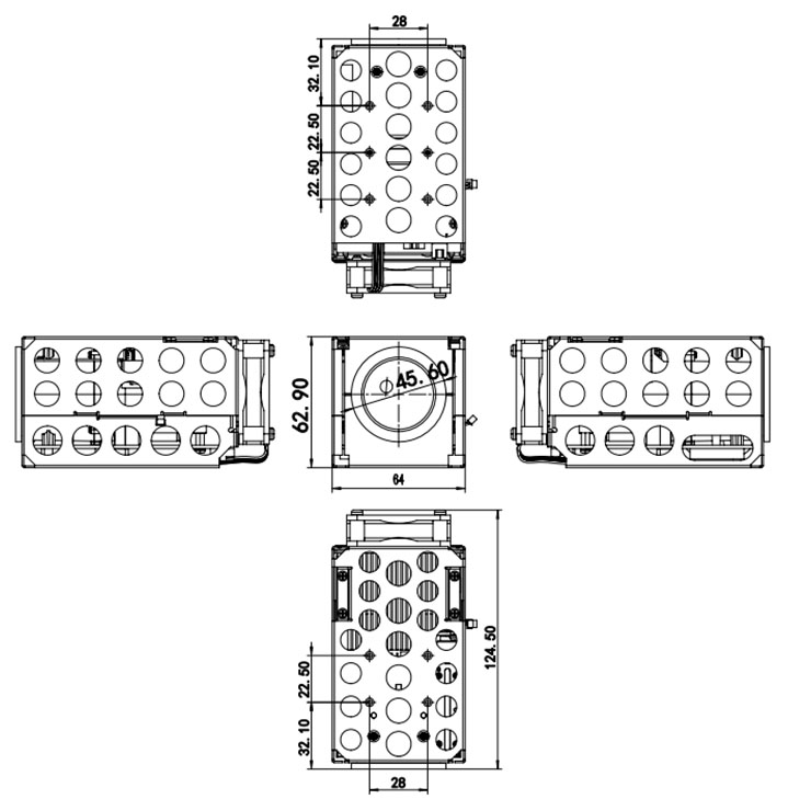 500m 1550nm SWIR laser lighting module Overall Dimensions 500m 1550nm SWIR laser lighting module Overall Dimensions