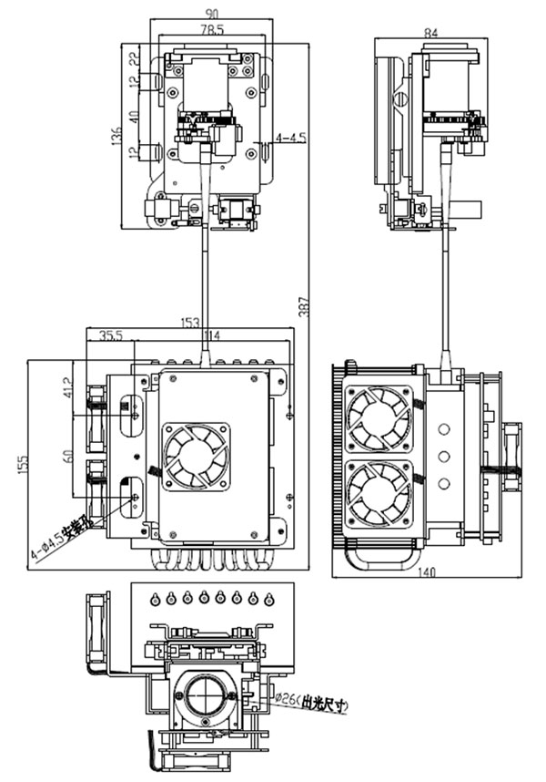 2km 1550nm SWIR laser lighting module Overall Dimensions 2km 1550nm SWIR laser lighting module Overall Dimensions