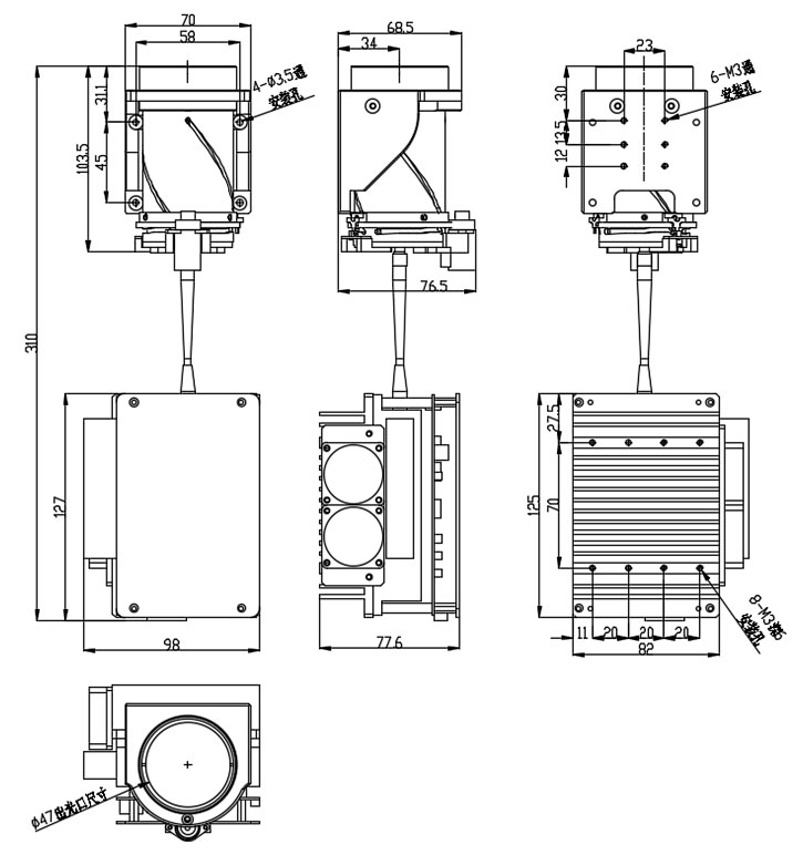 3000m small-sized Infrared laser lighting module Overall Dimensions 3000m small-sized Infrared laser lighting module Overall Dimensions