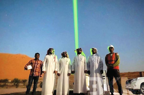 Laser beacon light the way of life in the Nafud Desert of Saudi Arabia