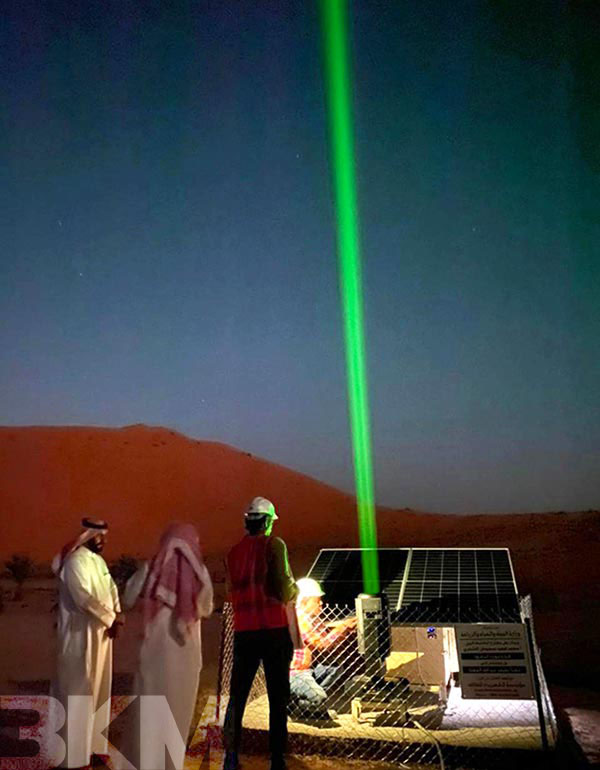 Laser beacon light the way of life in the Nafud Desert of Saudi Arabia
